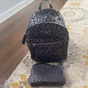 Leopard Kate Spade Backpack and Wristlet